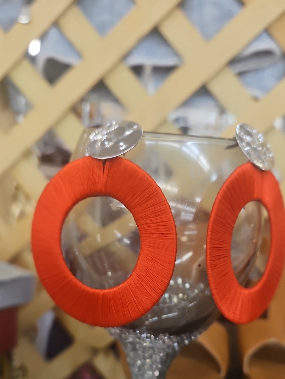 Handcrafted Red Hoop Drop Earrings - Women Jewelry